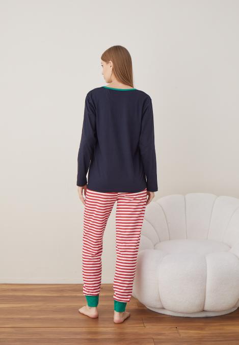 Pijama Dama Craciun "SANTA" ,maneca lunga ,pantaloni lungi,Engros